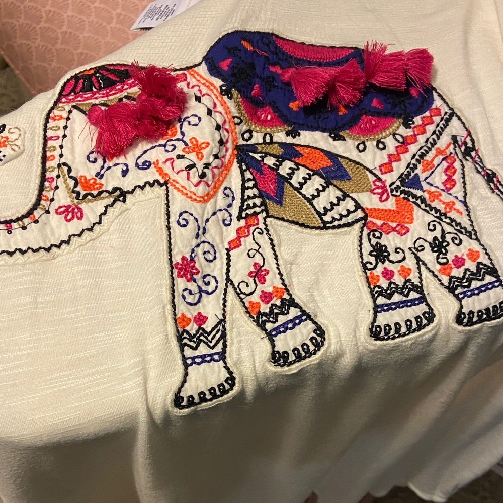 Ruby Rd. Cream Elephant Print Tank Top - Picture 4 of 4